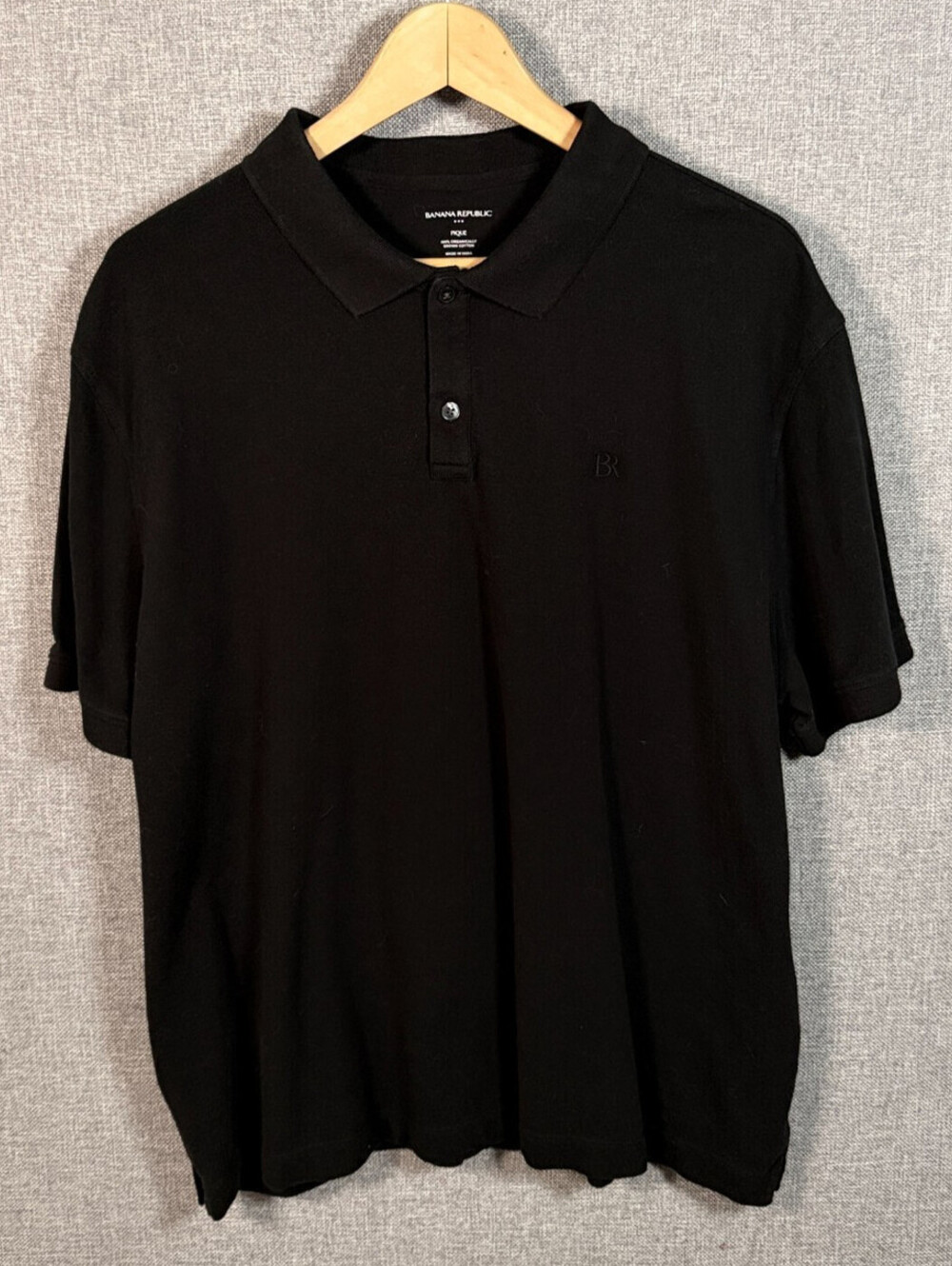 Banana Republic Pique Black Polo Shirt Mens Size XL Organic Cotton